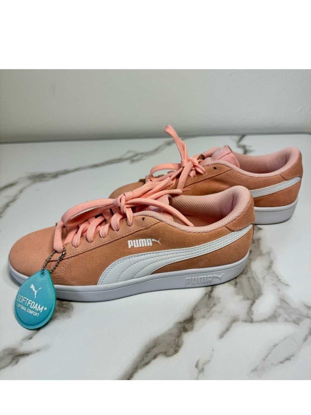 Puma Suede Classic Softfoam Pink Orange Lace Up Sneakers, Size 6.5 (Big Girls)